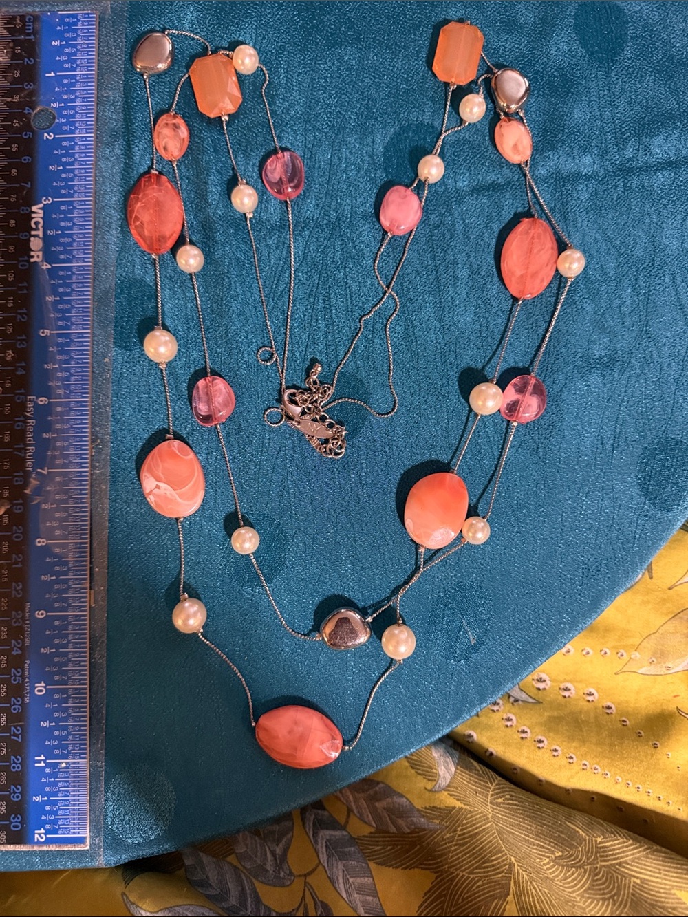 Elegant Coral colored Bead Multi-Strand Necklace